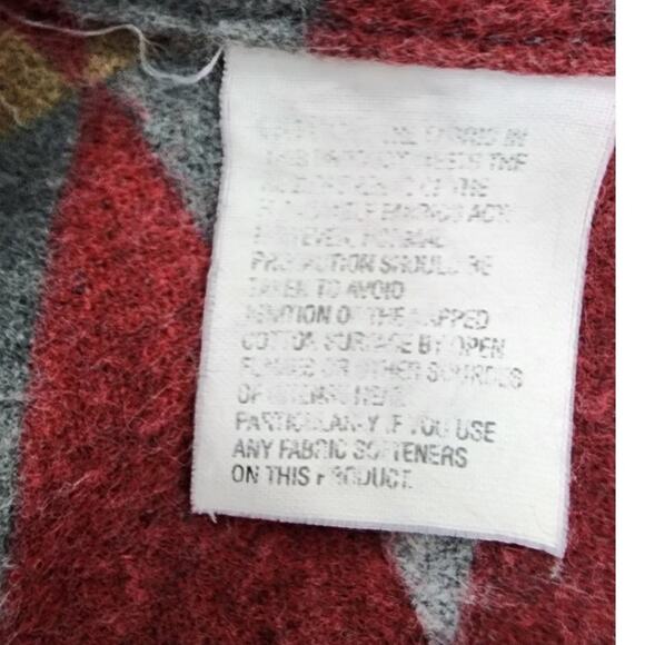 Vintage 1990 LL Bean Red Blue Aztec Button Up Long Sleeve Shirt Woman's Medium - Picture 9 of 9